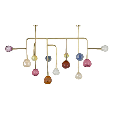 lustre CIPÓ® G latão polido + globos de vidro soprado coloridos