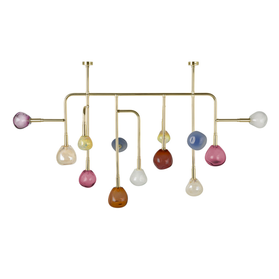 lustre CIPÓ® G latão polido + globos de vidro soprado coloridos