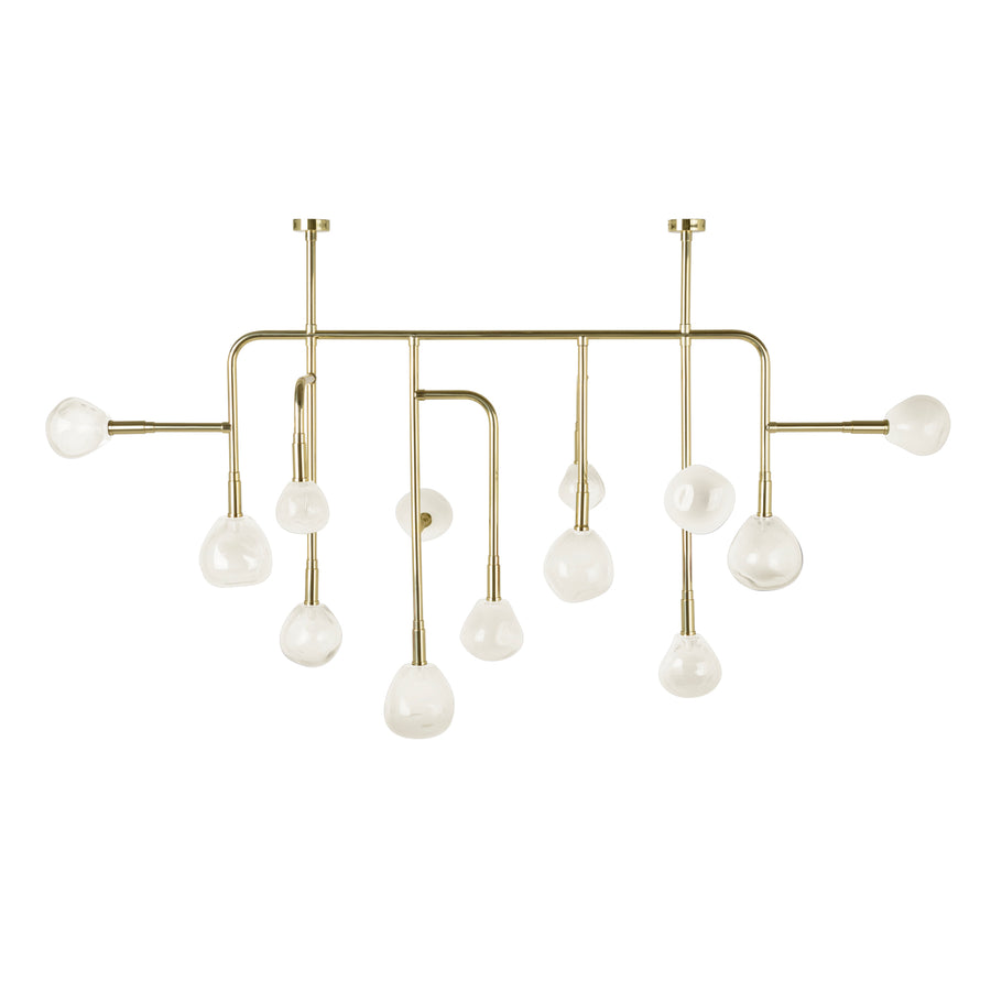 lustre CIPÓ® G latão polido + globos de vidro soprado pérola