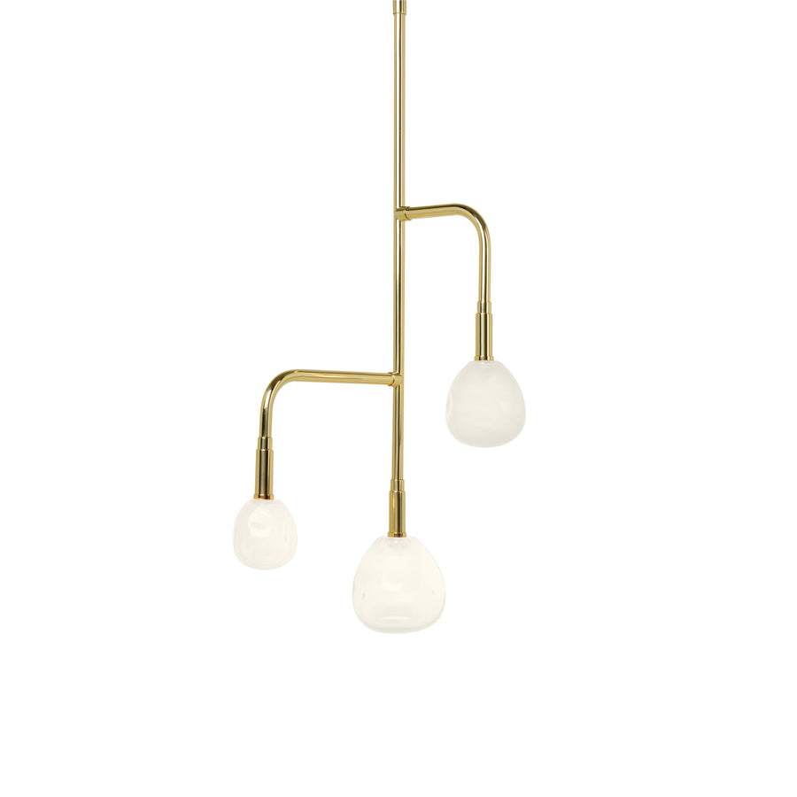 lustre CIPÓ® P latão polido + globos de vidro soprado pérola