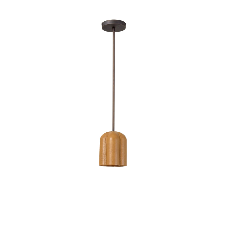Pendant CARAÍVA double natural woven straw basket and polished brass finish