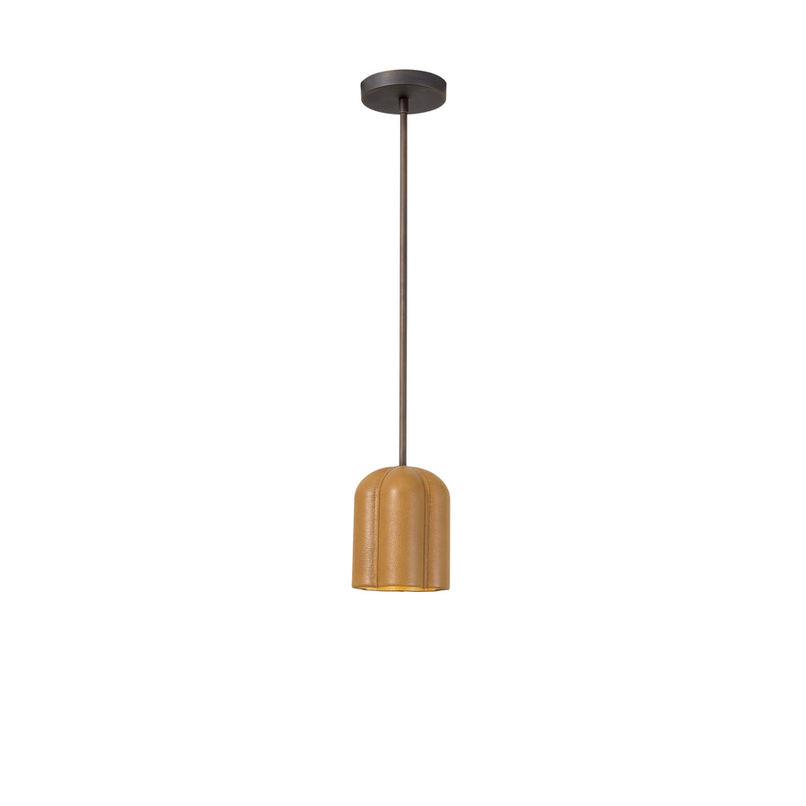 Pendant CARAÍVA double natural woven straw basket and polished brass finish