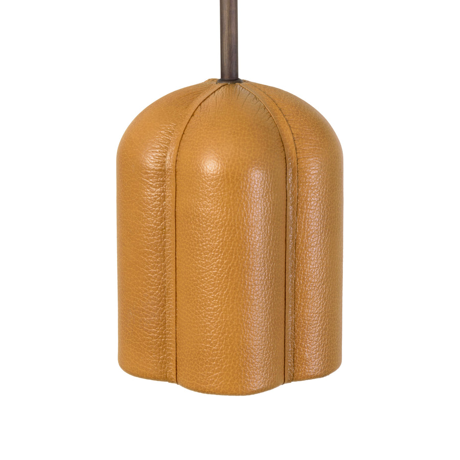 Pendant CARAÍVA double natural woven straw basket and polished brass finish