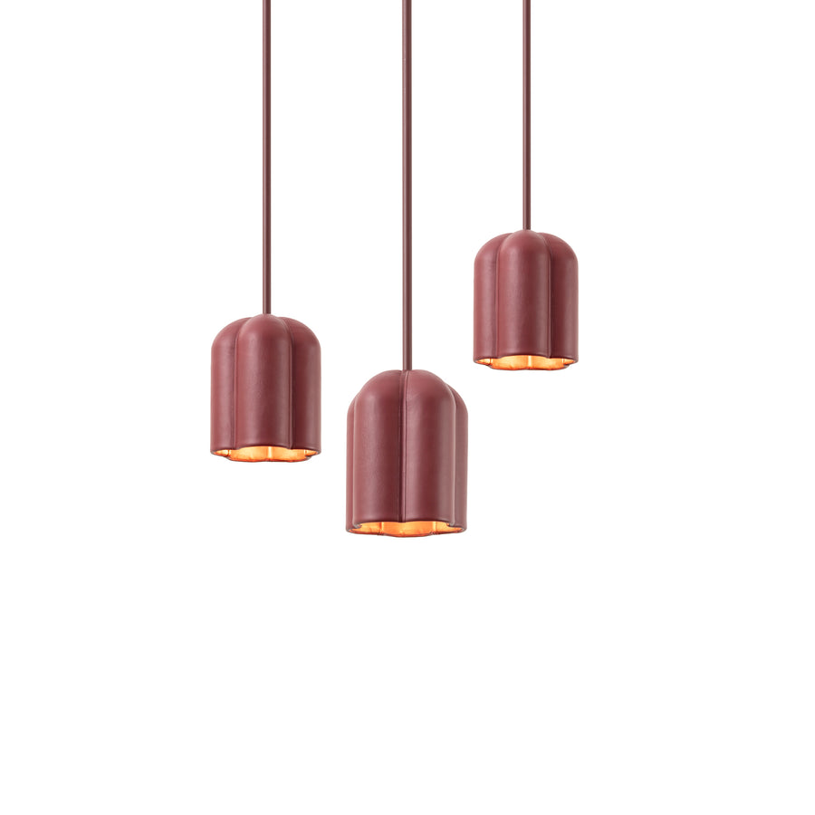 Pendente HIBISCO P couro vinho + microtextura vinho