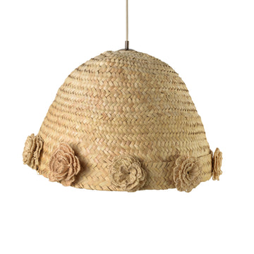 Pendant CARAÍVA double natural woven straw basket and polished brass finish