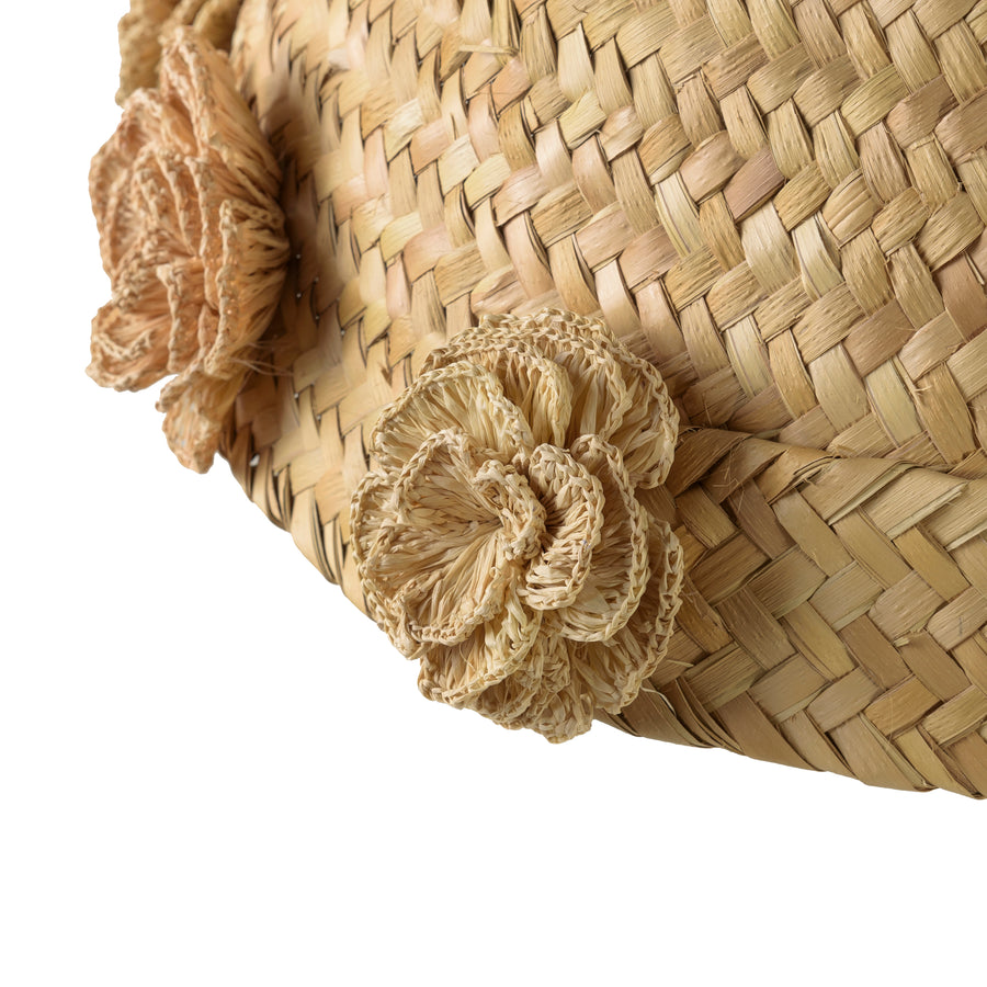 Pendant CARAÍVA double natural woven straw basket and polished brass finish