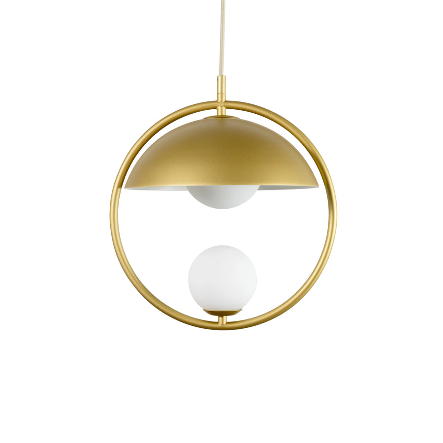 Pendente TAO 1 círculo latão polido + cúpula microtextura dourado