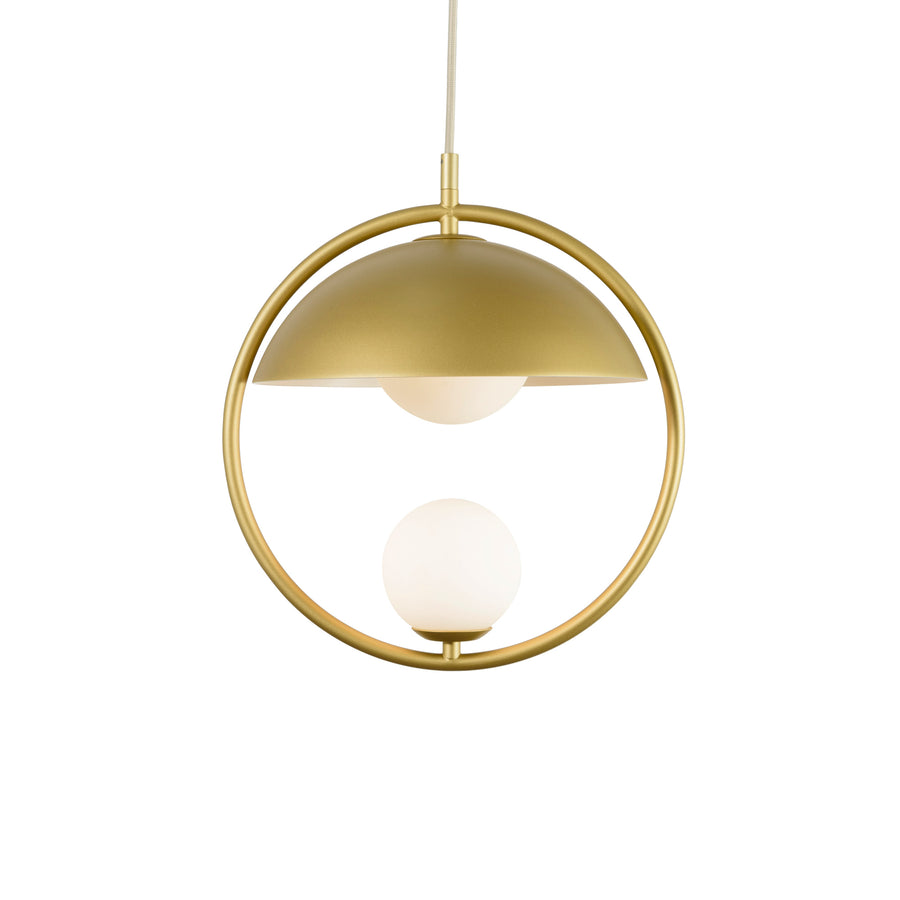 Pendente TAO 1 círculo latão polido + cúpula microtextura dourado