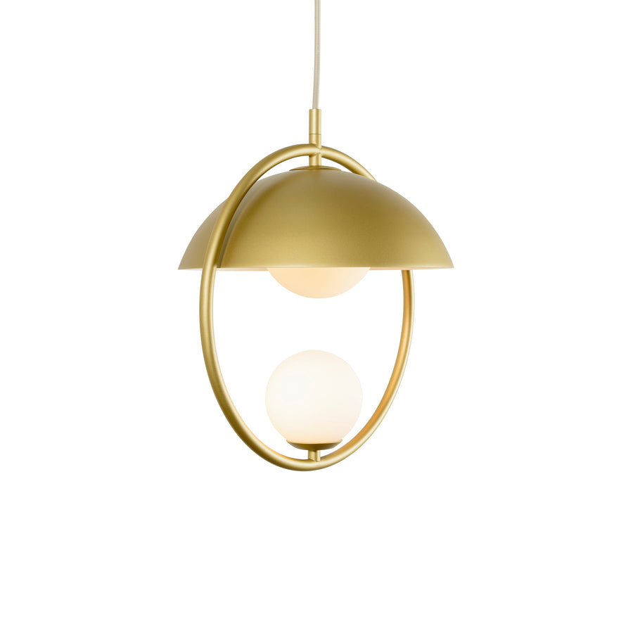 Pendente TAO 1 círculo latão polido + cúpula microtextura dourado