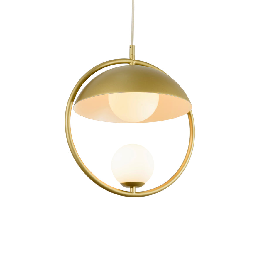 Pendente TAO 1 círculo latão polido + cúpula microtextura dourado