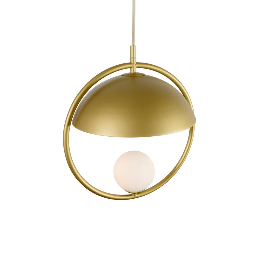 Pendente TAO 1 círculo latão polido + cúpula microtextura dourado