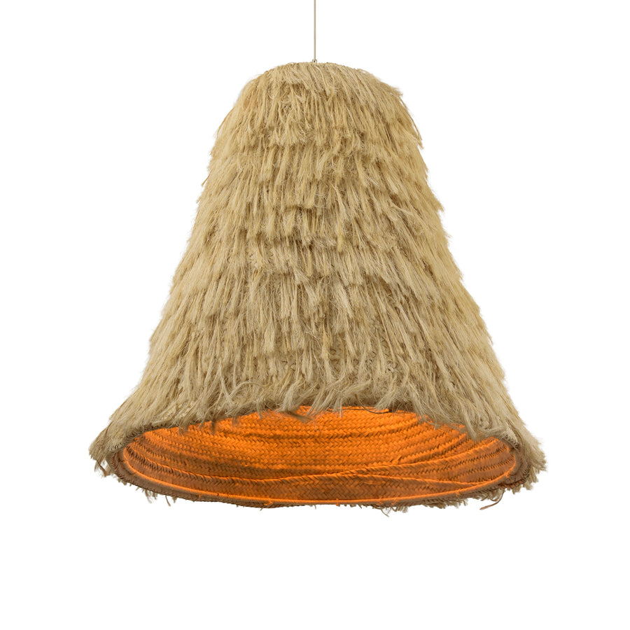 Pendente ATALAIA em palha natural e acabamento em latão polido