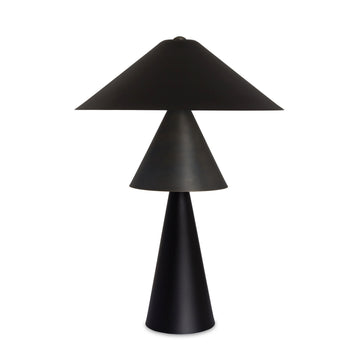 Abajur SHANGHAI® latão oxidado fosco (preto) + base e cúpula microtextura preta