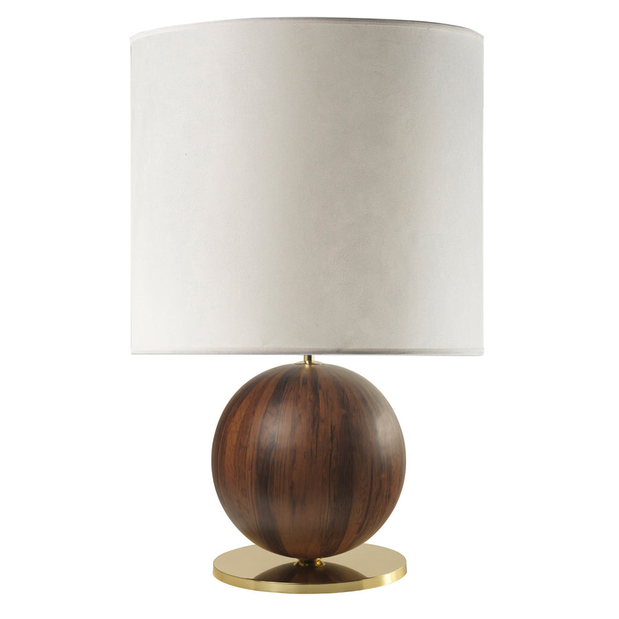 Lampshade IMBU 01 polished brass +  sphere with imbuia wood blade + vegetal parchment shade