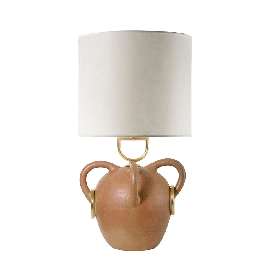 Lampshade FONTE clay structure + polished brass + tracing parchment dome