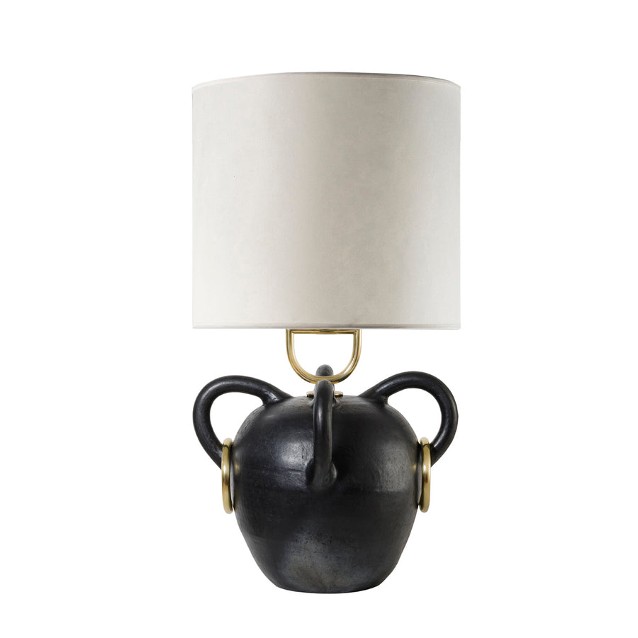 Lampshade FONTE clay structure (black painting) + polished brass + tracing parchment