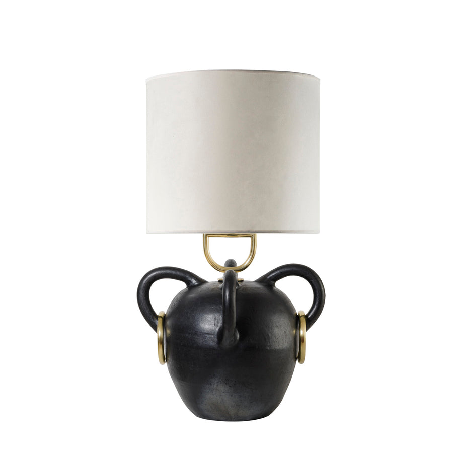 Lampshade FONTE clay structure (black painting) + polished brass + tracing parchment