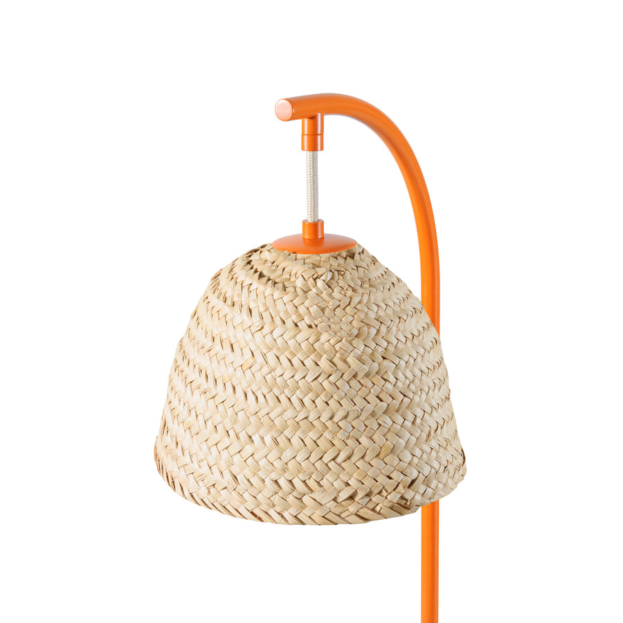 Pendant CARAÍVA double natural woven straw basket and polished brass finish
