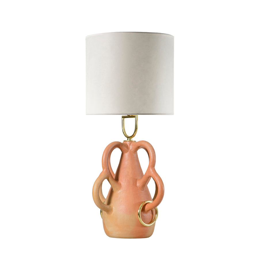 Lampshade CHAFARIZ clay structure + polished brass + tracing parchment dome