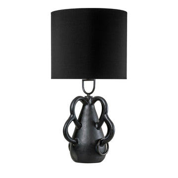Lampshade CHAFARIZ clay structure (black paiting) + black brass + black linen dome