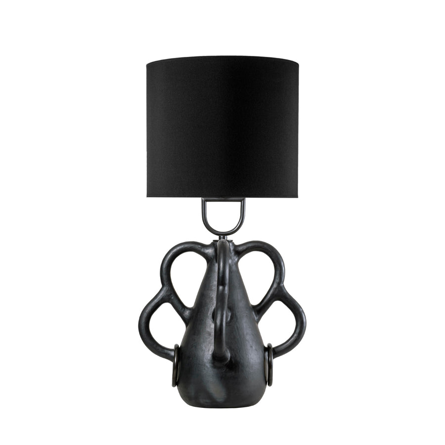 Lampshade CHAFARIZ clay structure (black paiting) + black brass + black linen dome