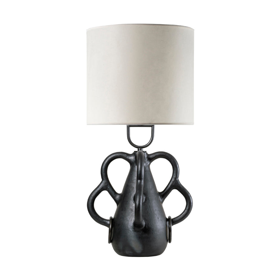 Lampshade CHAFARIZ clay structure (black paiting) + black brass + tracing parchment dome