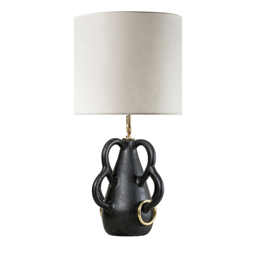 Lampshade CHAFARIZ clay structure (black paiting) + polished brass + tracing parchment dome