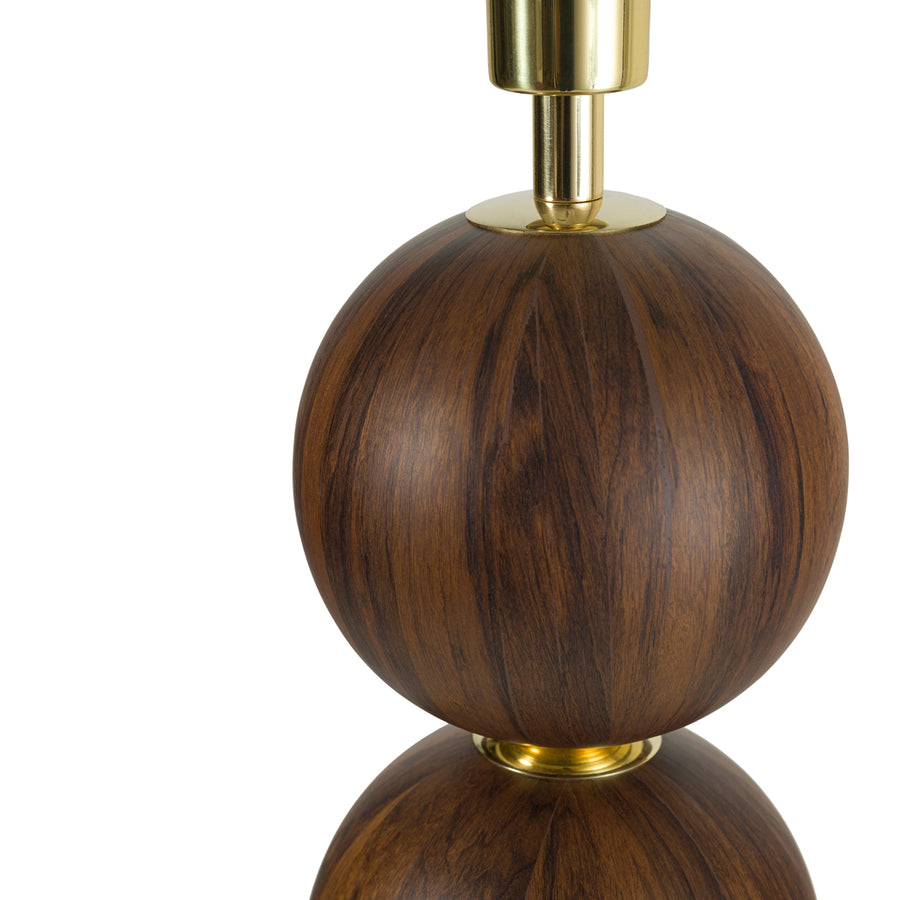 Lampshade IMBU 04 polished brass + sphere imbuia wood blade + white linen shade
