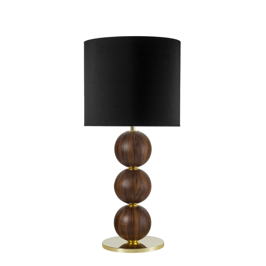 Lampshade IMBU 04 polished brass + sphere with umbuia wood blade + black linen shade