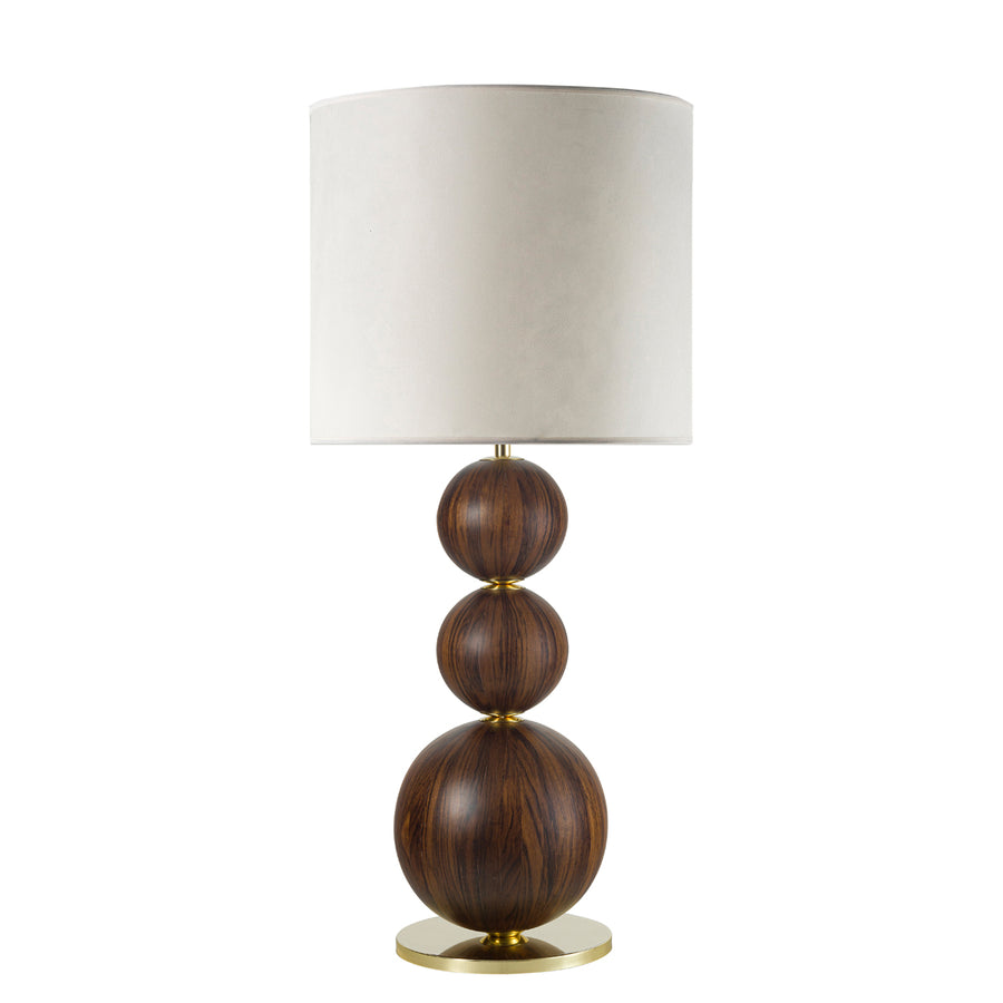 Lampshade IMBU polished brass + sphere with imbuia wood blade + vegetal parchment shade