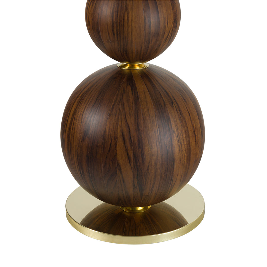 Lampshade IMBU 03 polished brass + sphere with imbuia wood blade + black linen shade