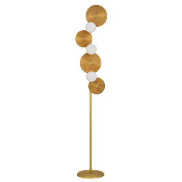 Column BRUTA 03 matte brushed brass globes + golden grass