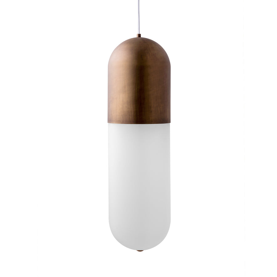 Pendant CASULO G oxidized matte brass shade (brown) + etched glass