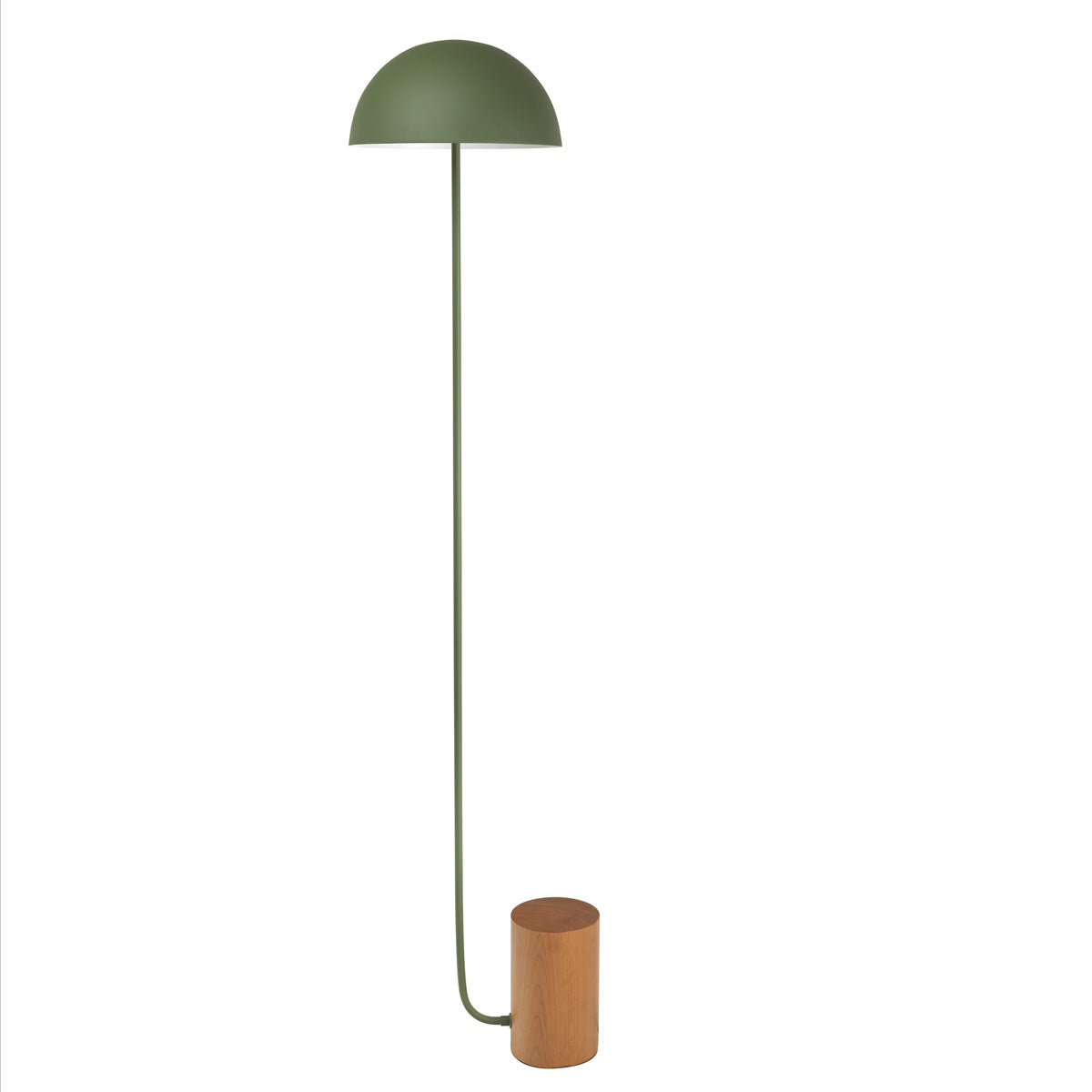 Luminária de piso COGUMELO haste e cúpula microtextura verde oliva + b