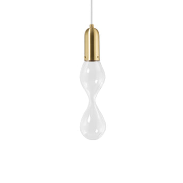 Pendant FLUIDA 2 shine brushed brass and blown glass