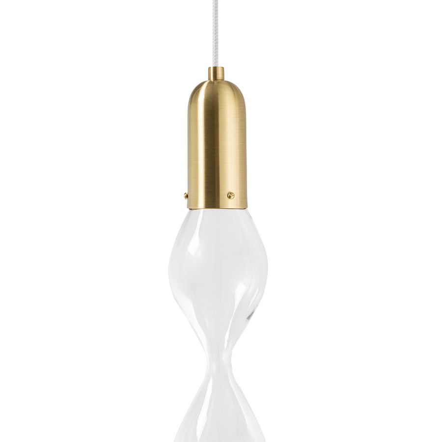 Pendant FLUIDA 2 shine brushed brass and blown glass