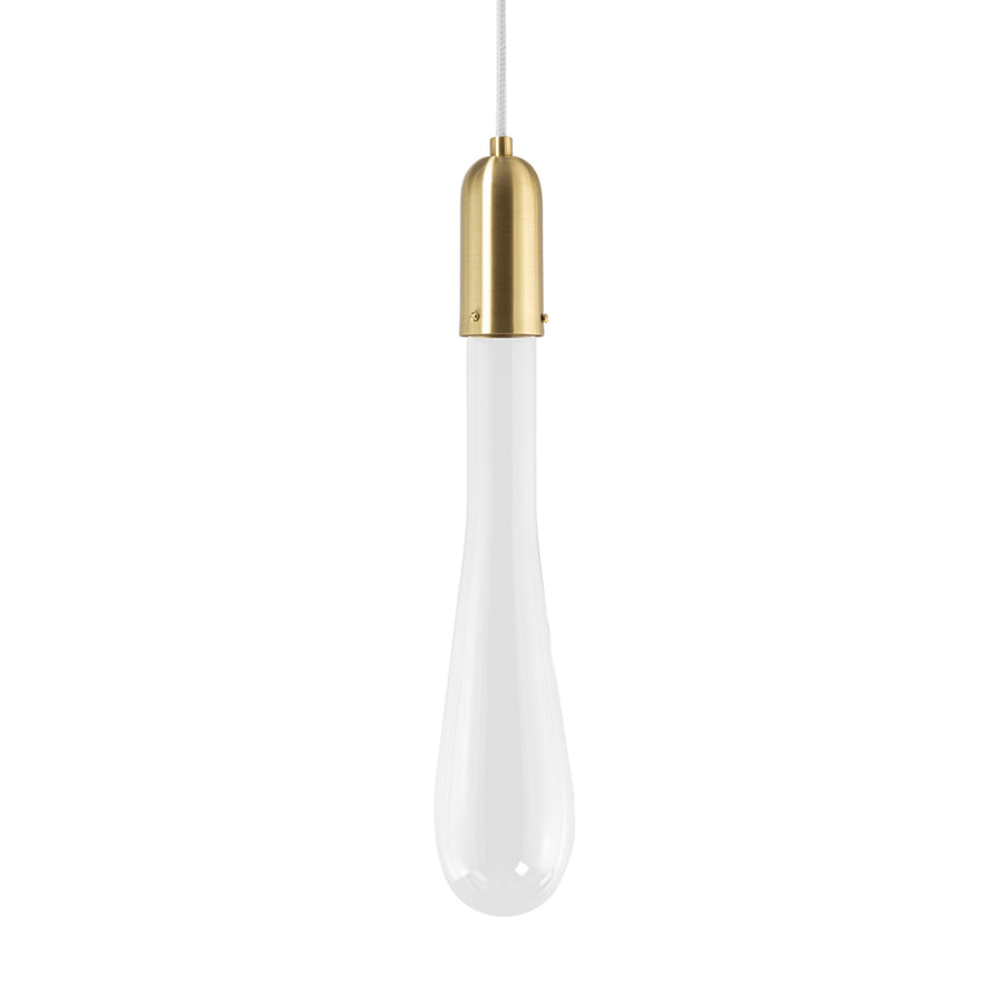 Pendant FLUIDA 3 shine brushed brass and blown glass