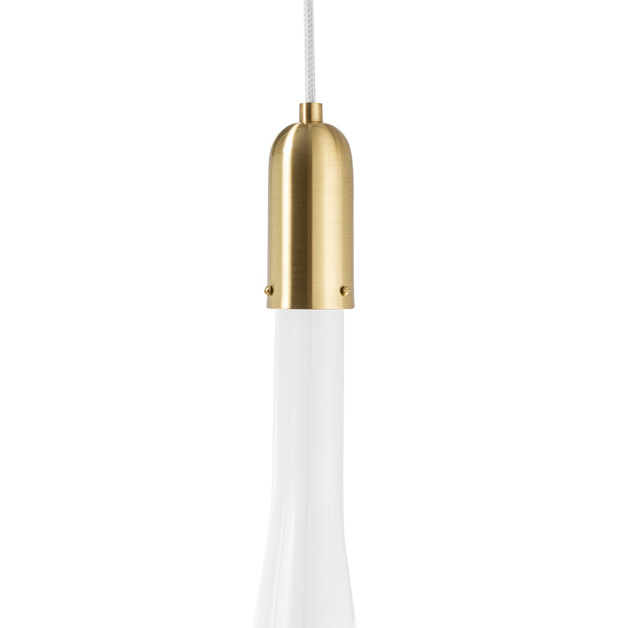 Pendant FLUIDA 3 shine brushed brass and blown glass
