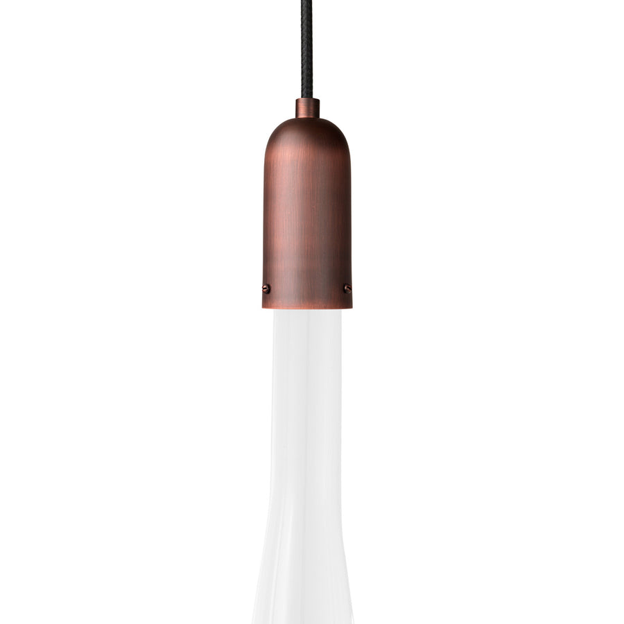 Pendant FLUIDA 3 matte brushed copper and blown glass
