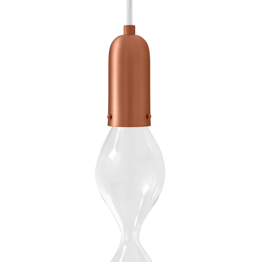Pendant FLUIDA 4 blown glass and matte brushed cooper