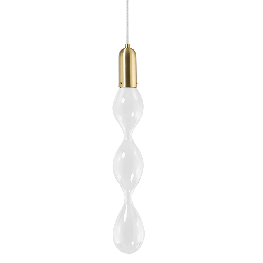 Pendant FLUIDA 4 shine brushed brass and blown glass
