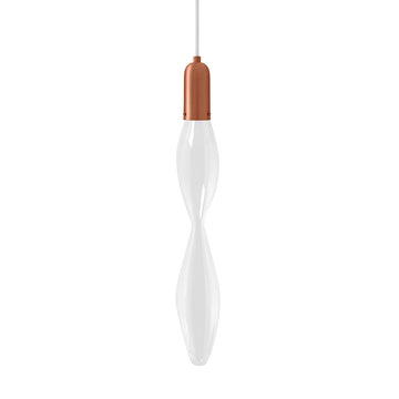 Pendant FLUIDA 5 matte brushed copper and blown glass
