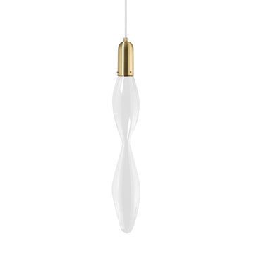 Pendant FLUIDA 5 shine brushed brass and blown glass