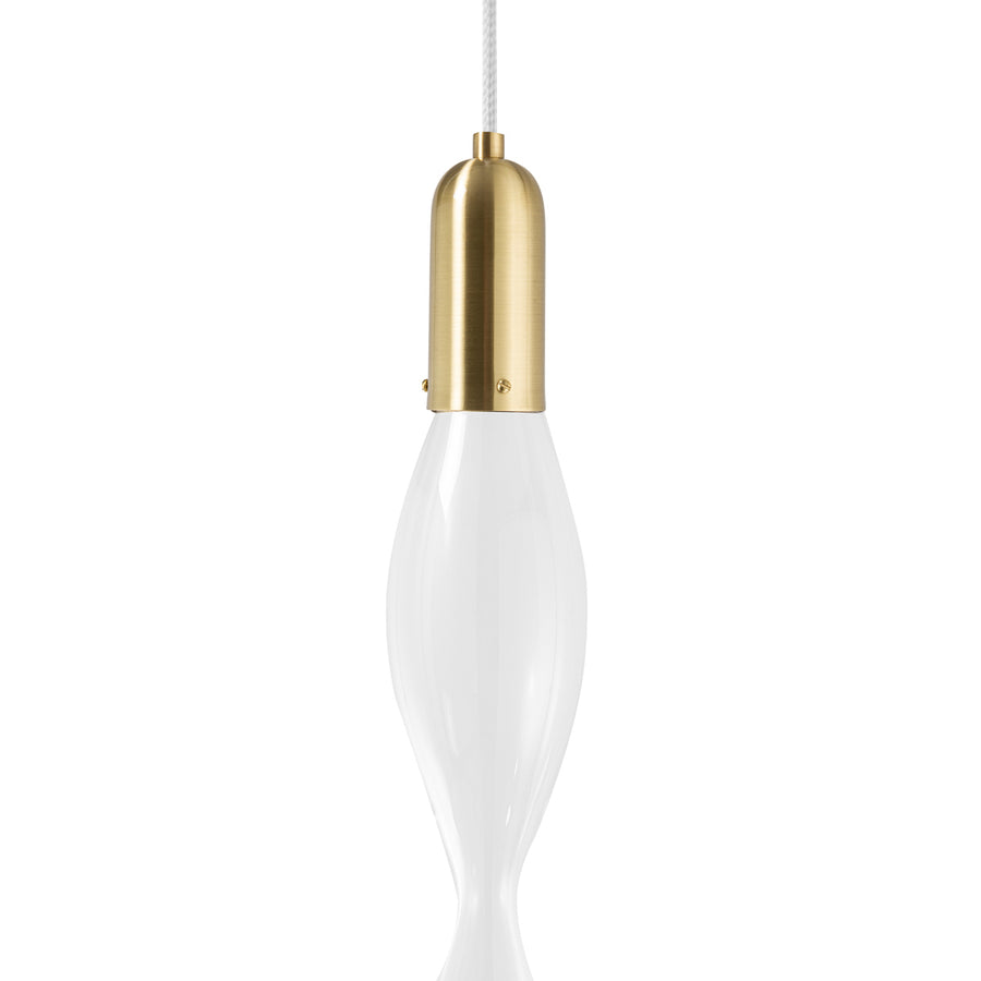 Pendant FLUIDA 5 shine brushed brass and blown glass