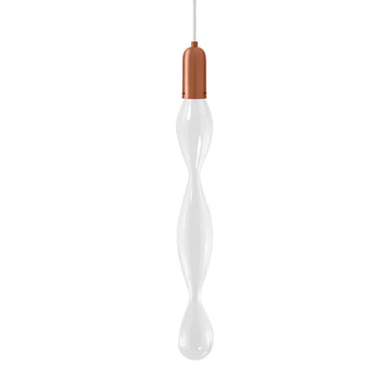 Pendant FLUIDA 6 matte brushed copper and blown glass