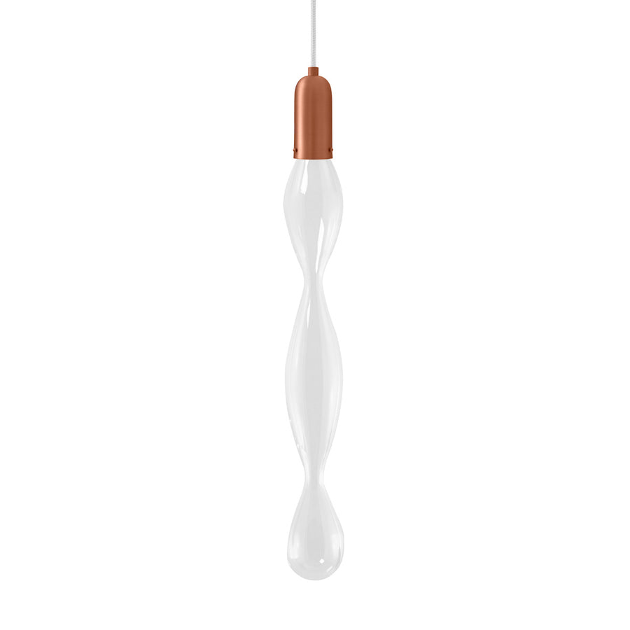 Pendant FLUIDA 6 matte brushed copper and blown glass