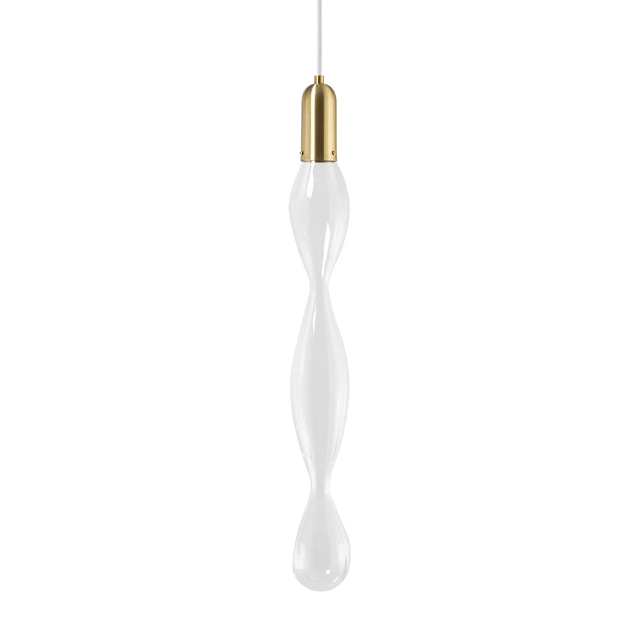 Pendant FLUIDA 6 shine brushed brass and blown glass