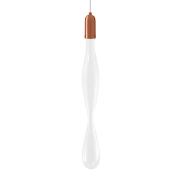 Pendant FLUIDA 7 matte brushed copper and blown glass