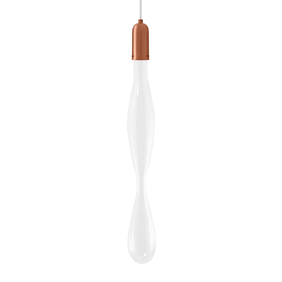 Pendant FLUIDA 7 matte brushed copper and blown glass