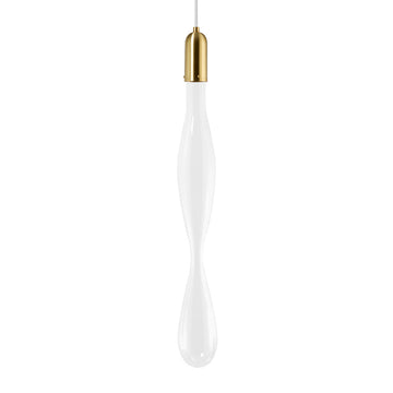 Pendant FLUIDA 7 shine brushed brass and blown glass
